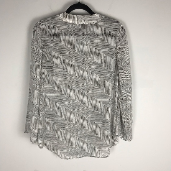 Lumiere vneck blouse long sleeve sheer white black - Picture 5 of 7